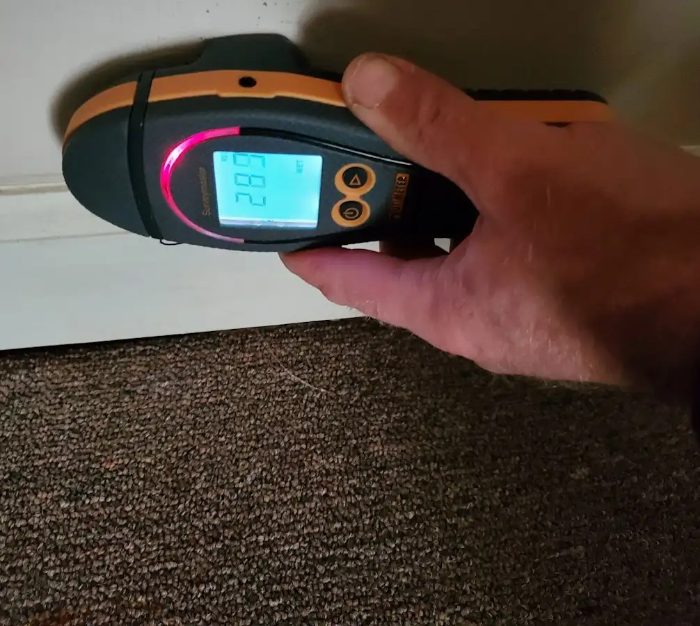 Moisture detection at baseboard during Mold Inspection & Testing in Cooper